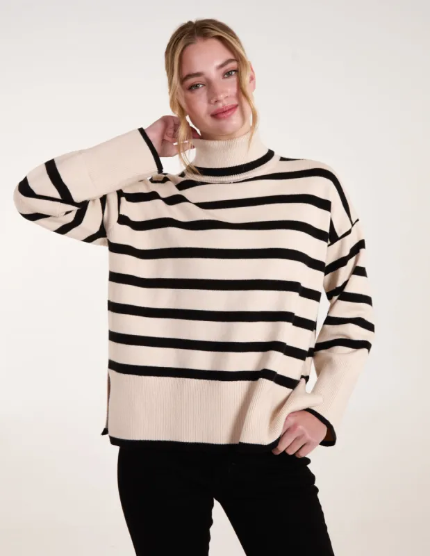 Wide Stripe Roll Neck Jumper sold by Blue Vanilla