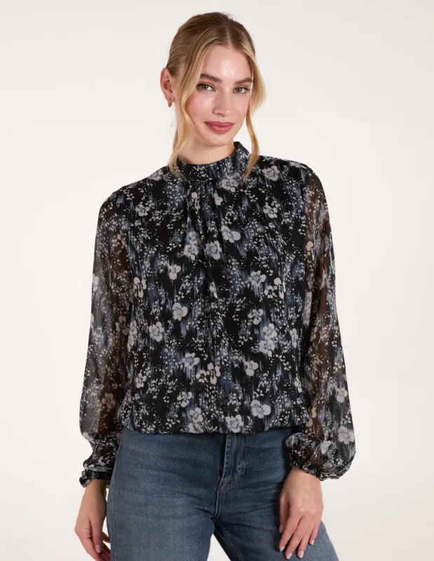 Leopard Bubble Hem High Neck Top sold by Blue Vanilla