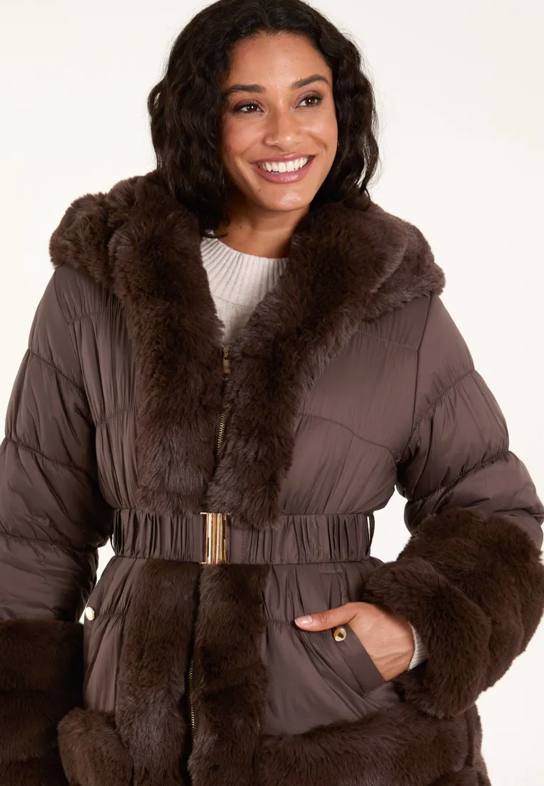 Faux Fur Trim Belted Puffer Coat sold by Blue Vanilla product image thumbnail 2