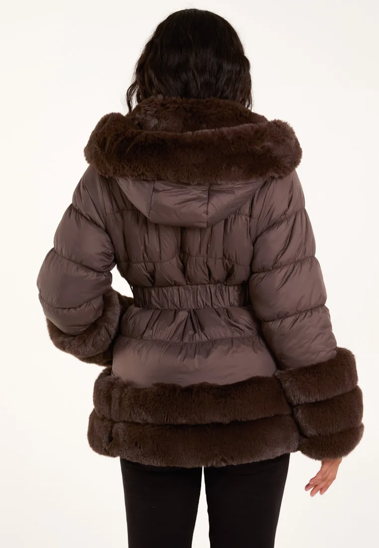 Faux Fur Trim Belted Puffer Coat sold by Blue Vanilla product image thumbnail 4
