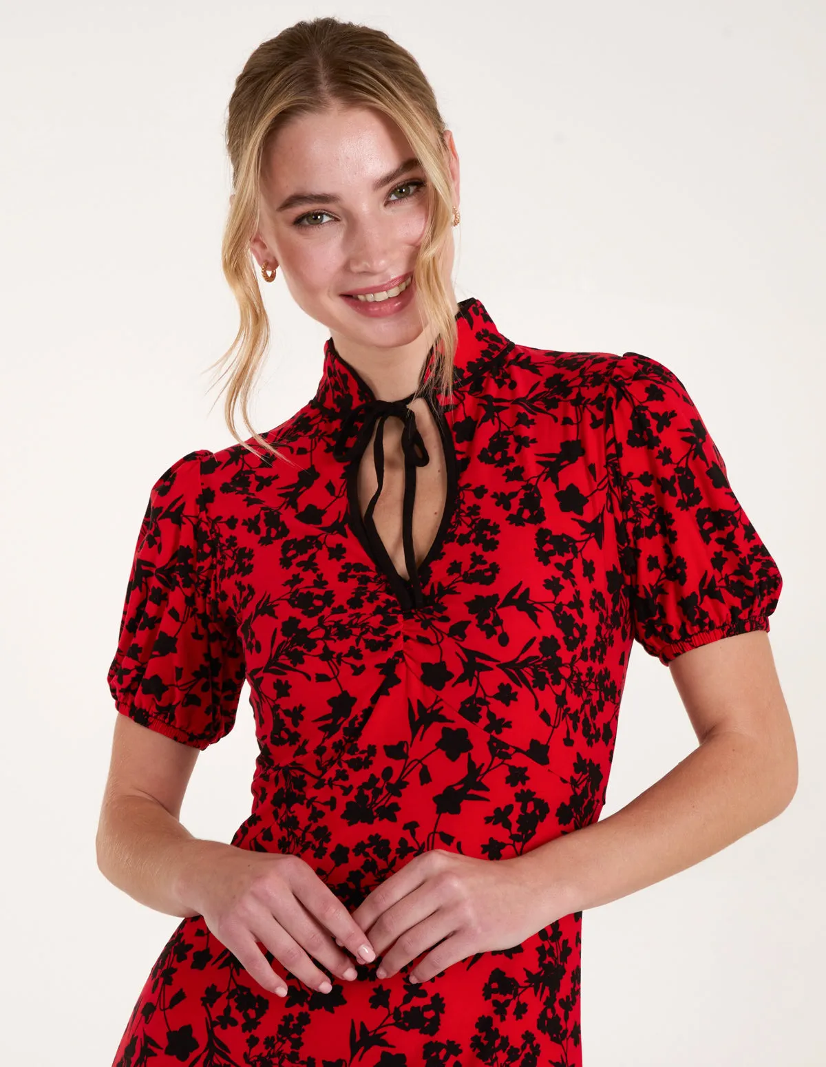 Cheongsam Floral Mandarin Collar Floral Midi Dress sold by Blue Vanilla product image thumbnail 2