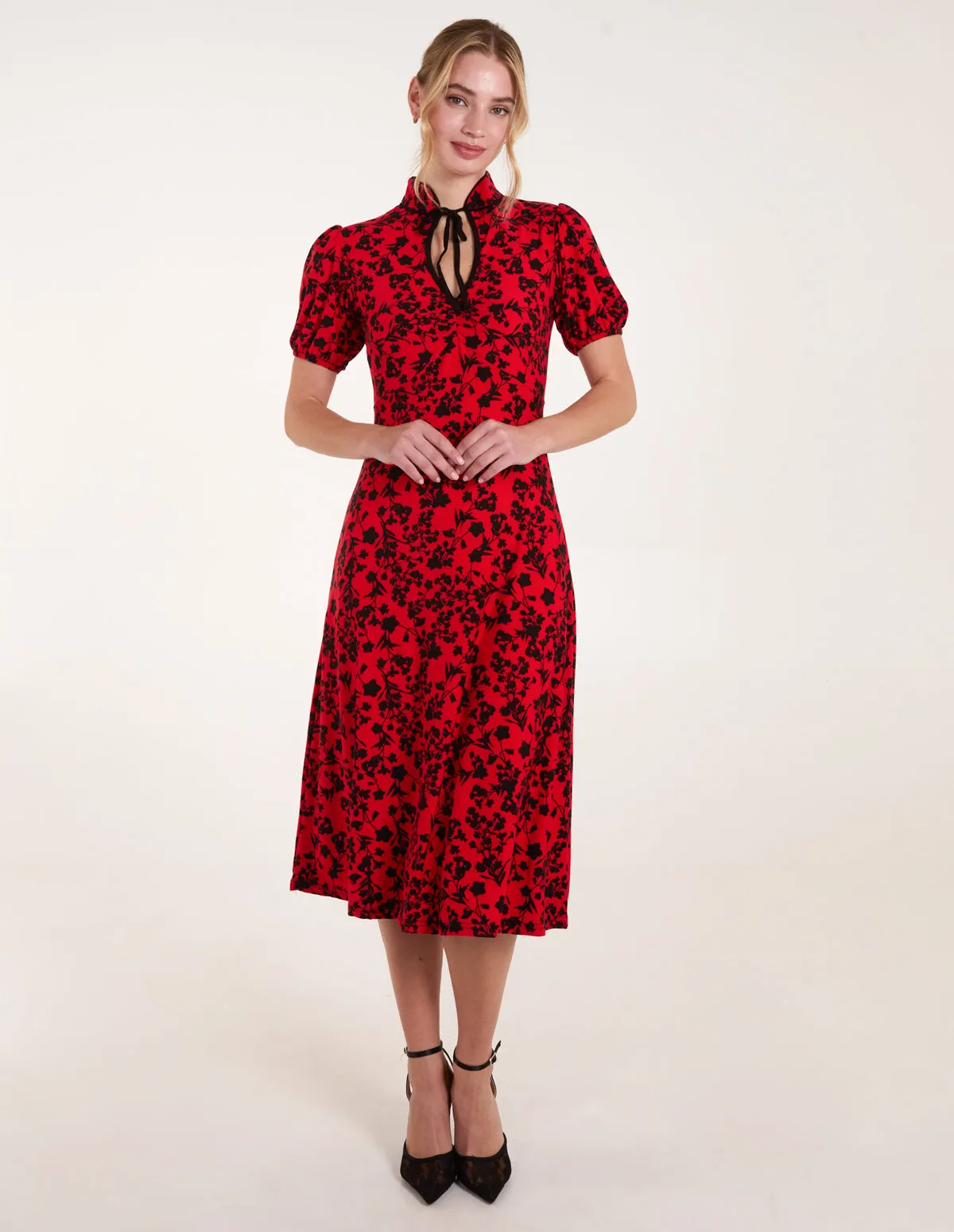 Cheongsam Floral Mandarin Collar Floral Midi Dress sold by Blue Vanilla product image thumbnail 3