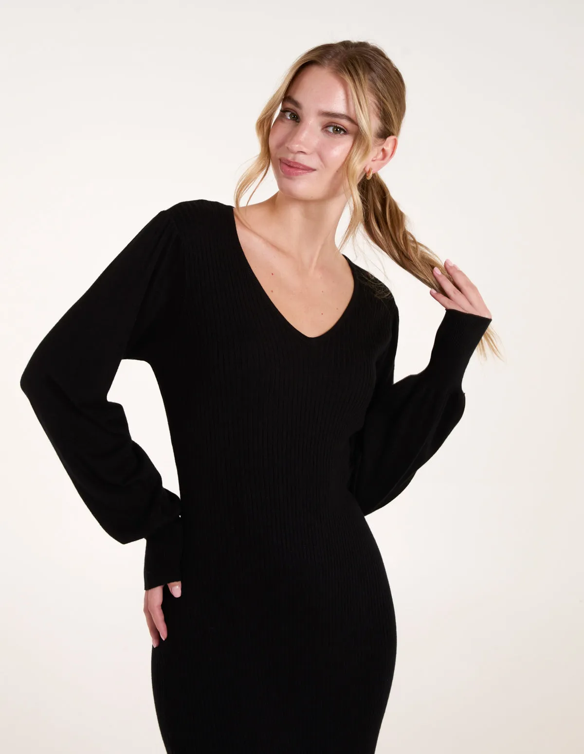 V-Neck Ribbed Dress sold by Blue Vanilla product image thumbnail 2