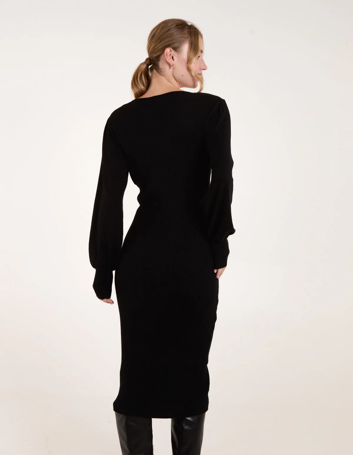 V-Neck Ribbed Dress sold by Blue Vanilla product image thumbnail 4