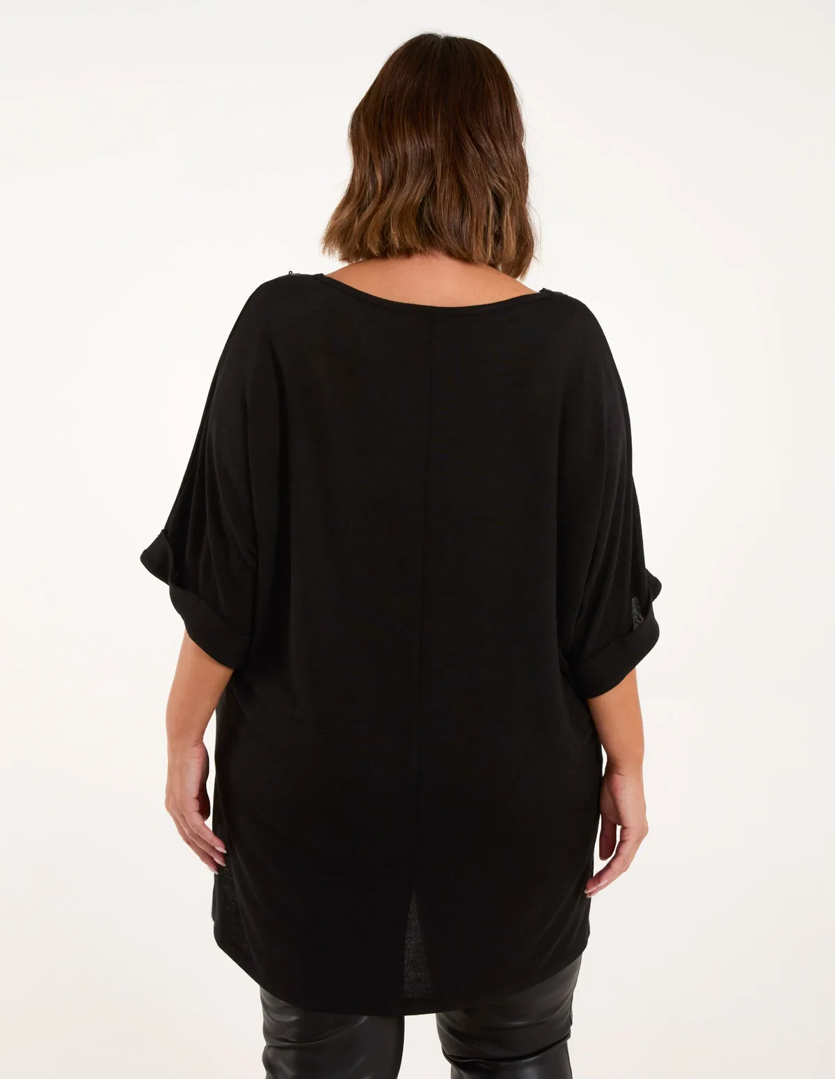 Curve Batwing Top With Sequin Neck Trim sold by Blue Vanilla product image thumbnail 3