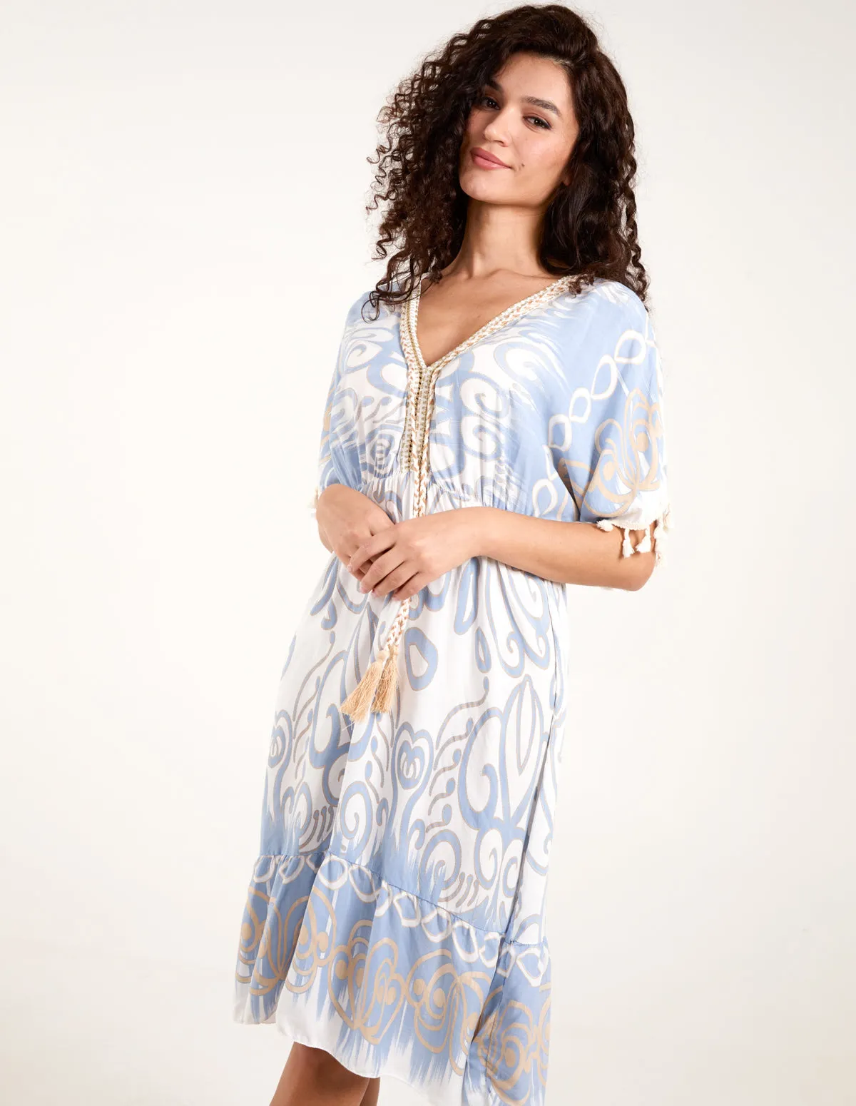 Tassel And Gold Trim Dress sold by Blue Vanilla