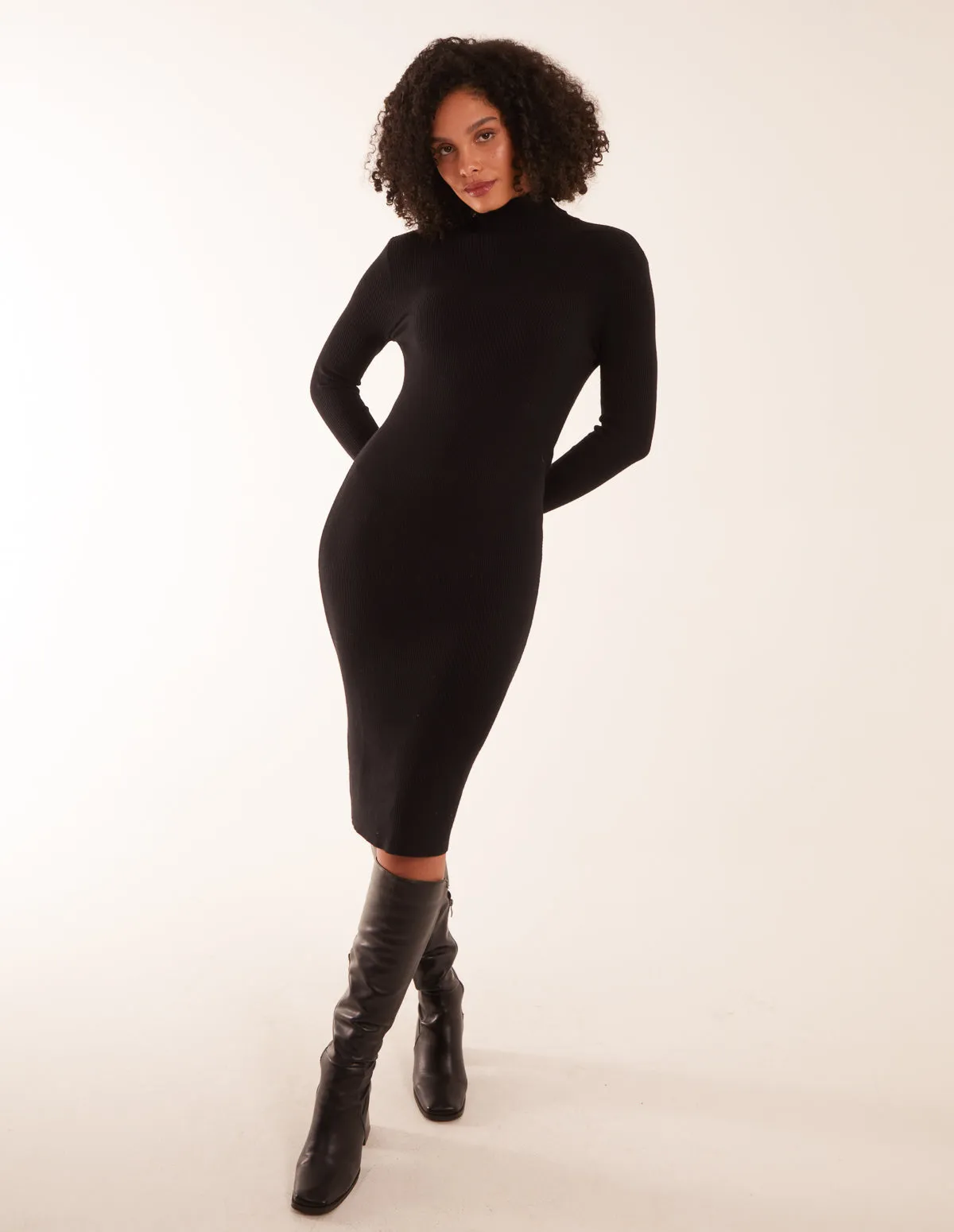 Ribbed Roll Neck Midi Dress sold by Blue Vanilla product image thumbnail 3
