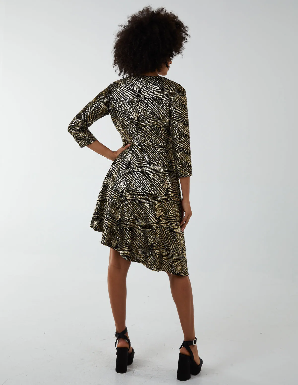 Asymmetric Metallic Animal Foil Wrap Dress sold by Blue Vanilla product image thumbnail 4