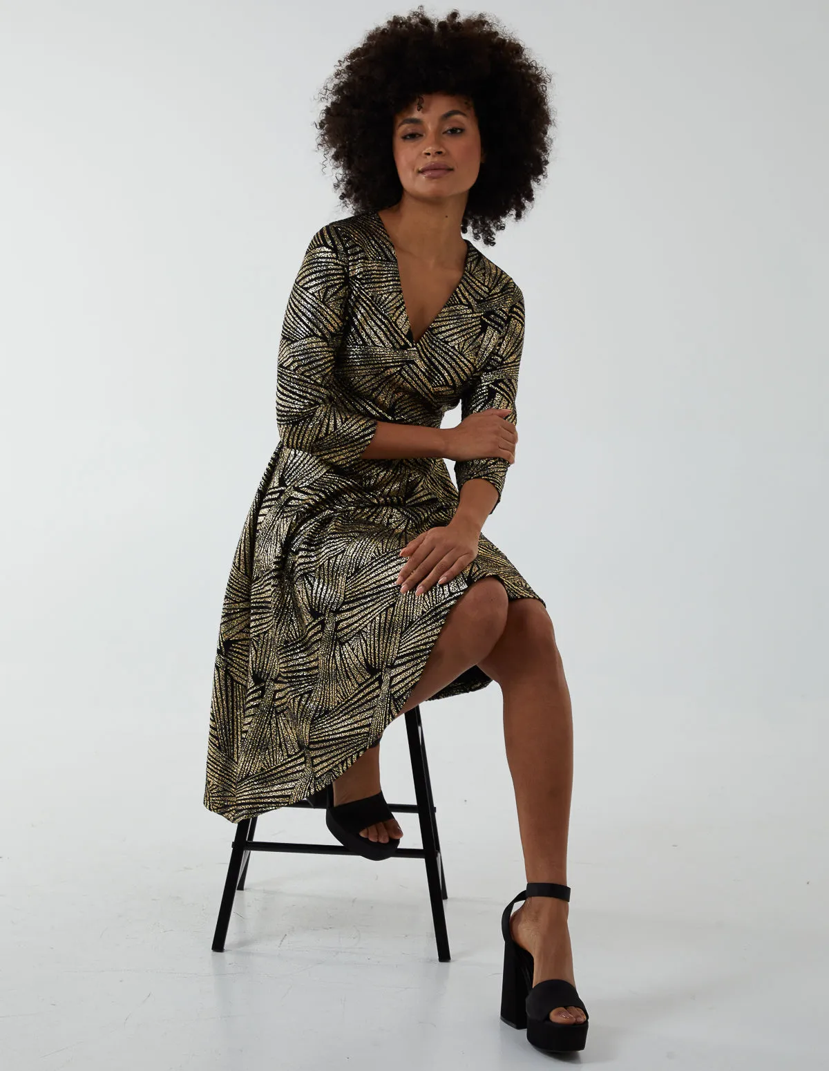 Asymmetric Metallic Animal Foil Wrap Dress sold by Blue Vanilla product image thumbnail 3