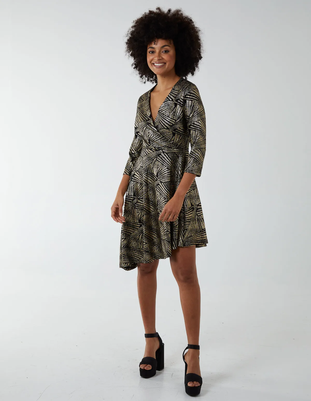 Asymmetric Metallic Animal Foil Wrap Dress sold by Blue Vanilla