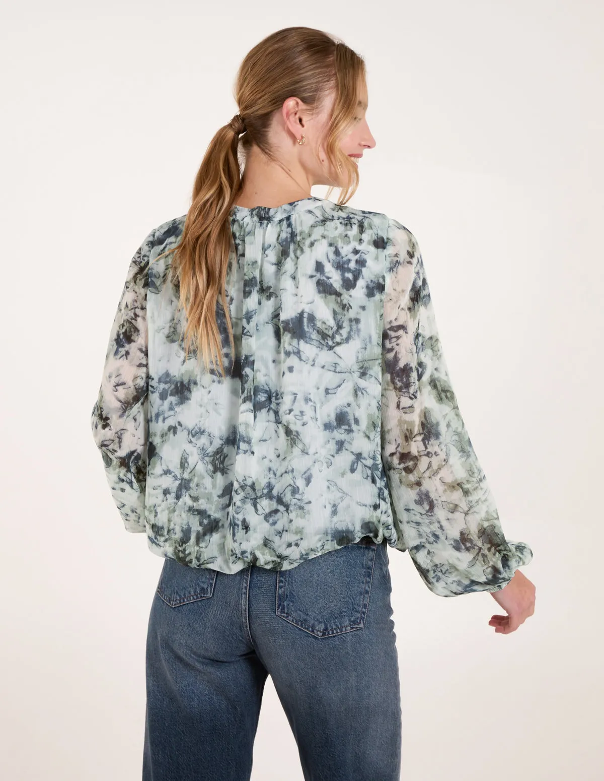 Grandad Collar Puffball Watercolour Top sold by Blue Vanilla product image thumbnail 4