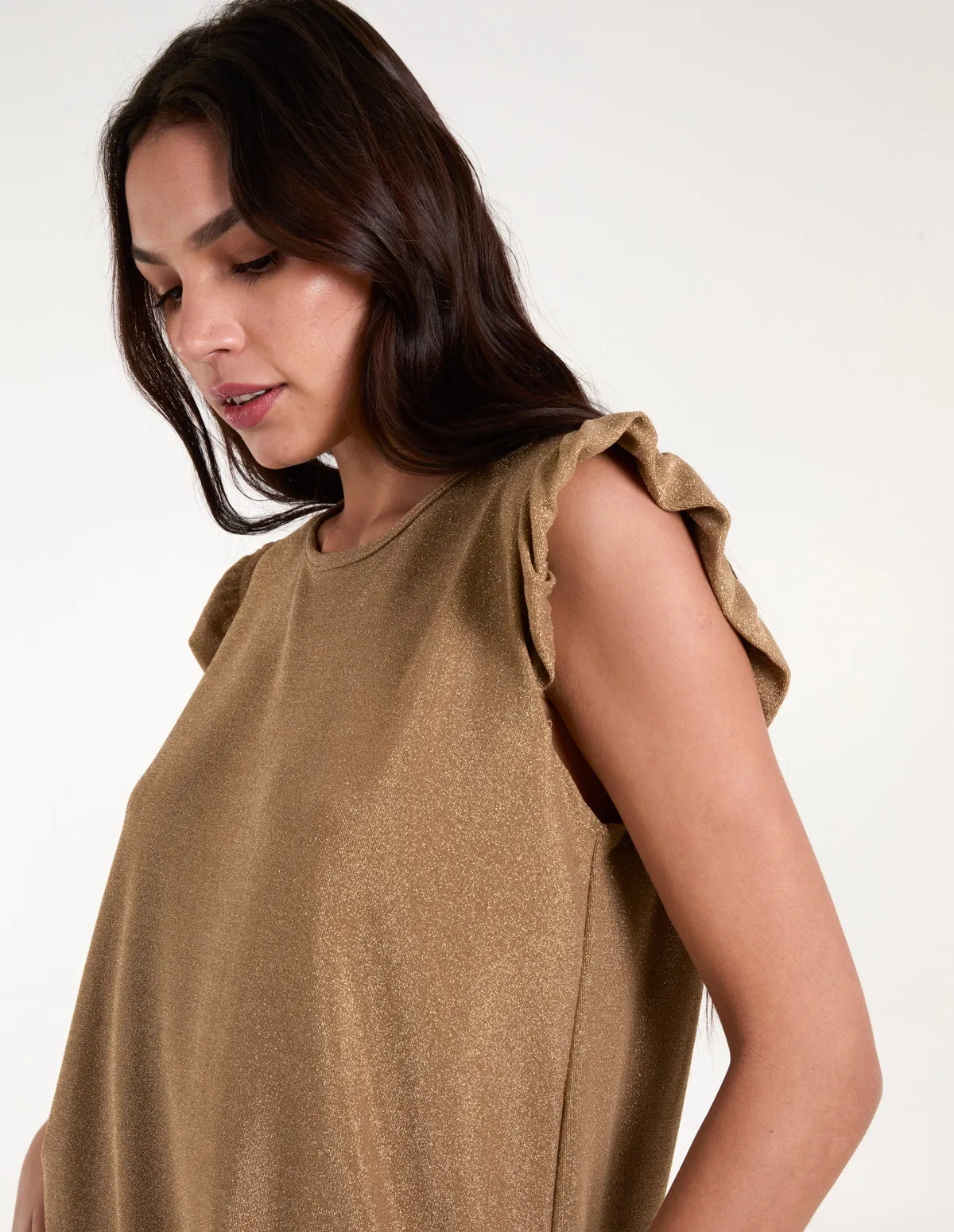 Frill Sleeve Metallic Top sold by Blue Vanilla product image thumbnail 2
