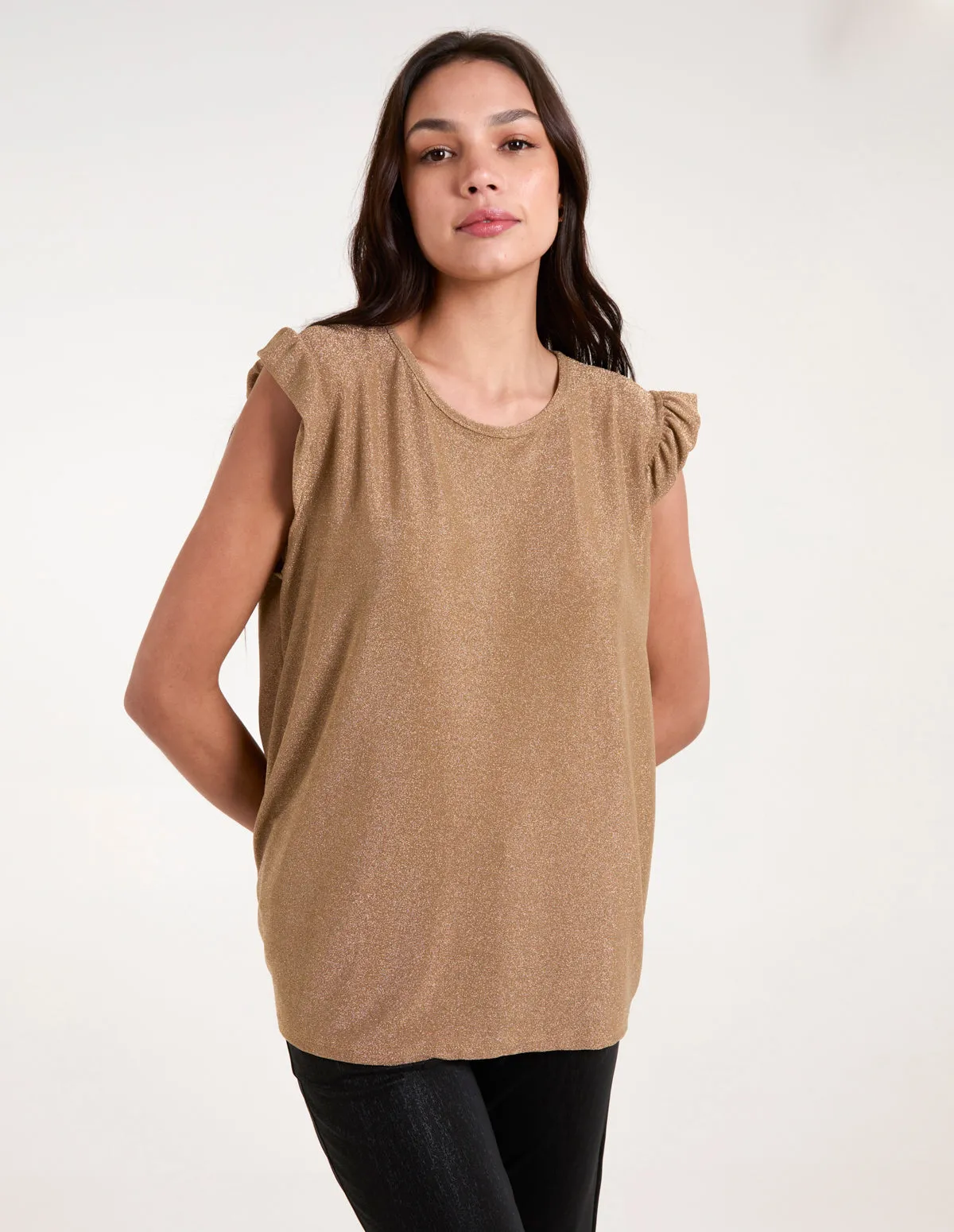Frill Sleeve Metallic Top sold by Blue Vanilla product image thumbnail 3
