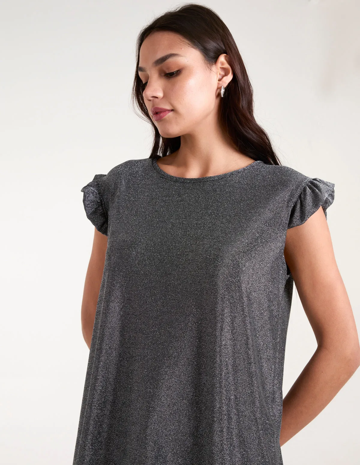 Frill Sleeve Metallic Top sold by Blue Vanilla product image thumbnail 3
