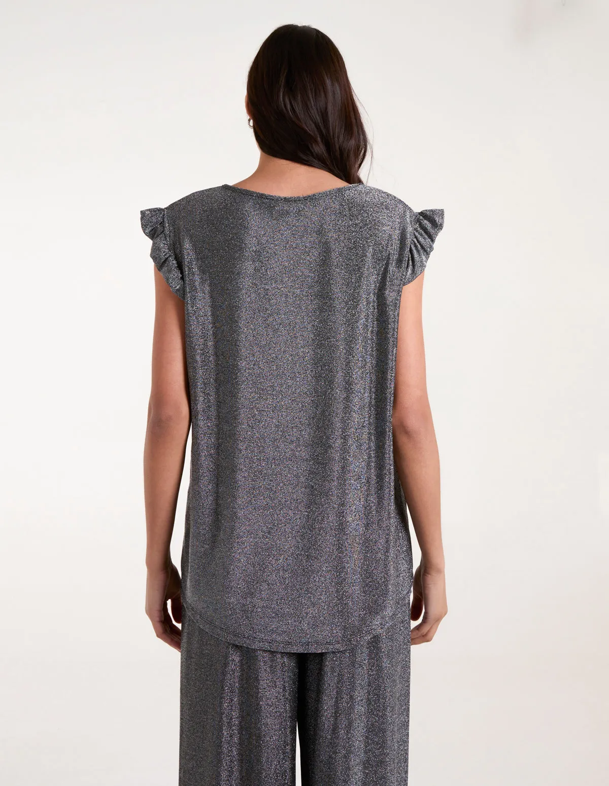 Frill Sleeve Metallic Top sold by Blue Vanilla product image thumbnail 4