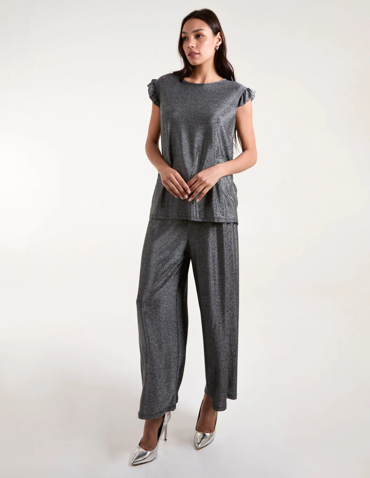 Frill Sleeve Metallic Top sold by Blue Vanilla product image thumbnail 2