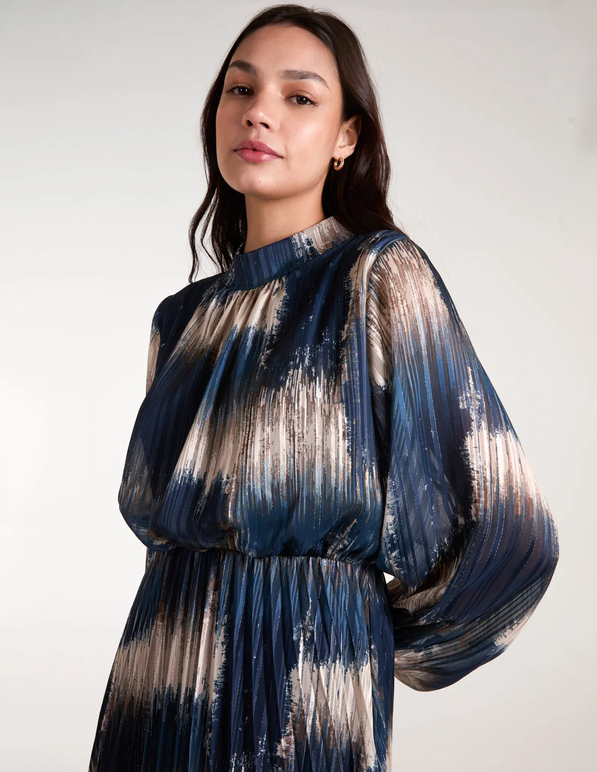 High Neck Metallic Pleated Dress sold by Blue Vanilla product image thumbnail 2