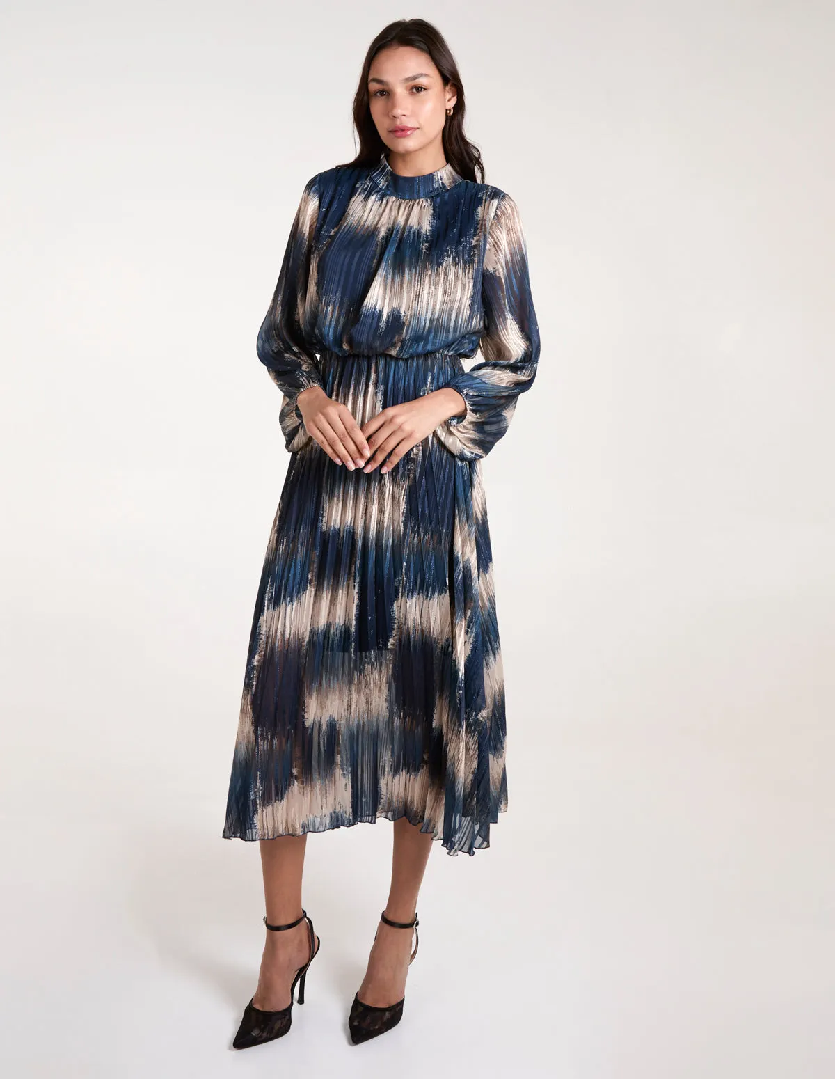 High Neck Metallic Pleated Dress sold by Blue Vanilla product image thumbnail 3