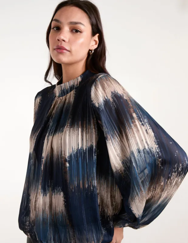 Metallic High Neck Puffball Top sold by Blue Vanilla