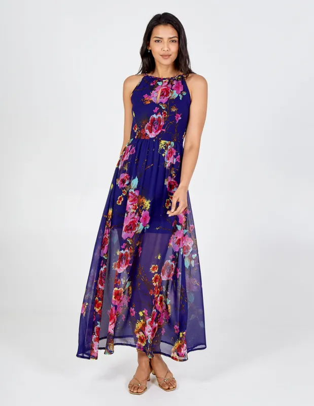 Keyhole Halterneck Floral Maxi Dress sold by Blue Vanilla