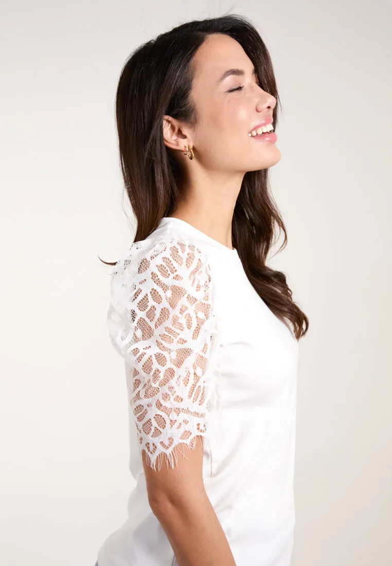 Lace Mesh Sleeve T-Shirt sold by Blue Vanilla product image thumbnail 2