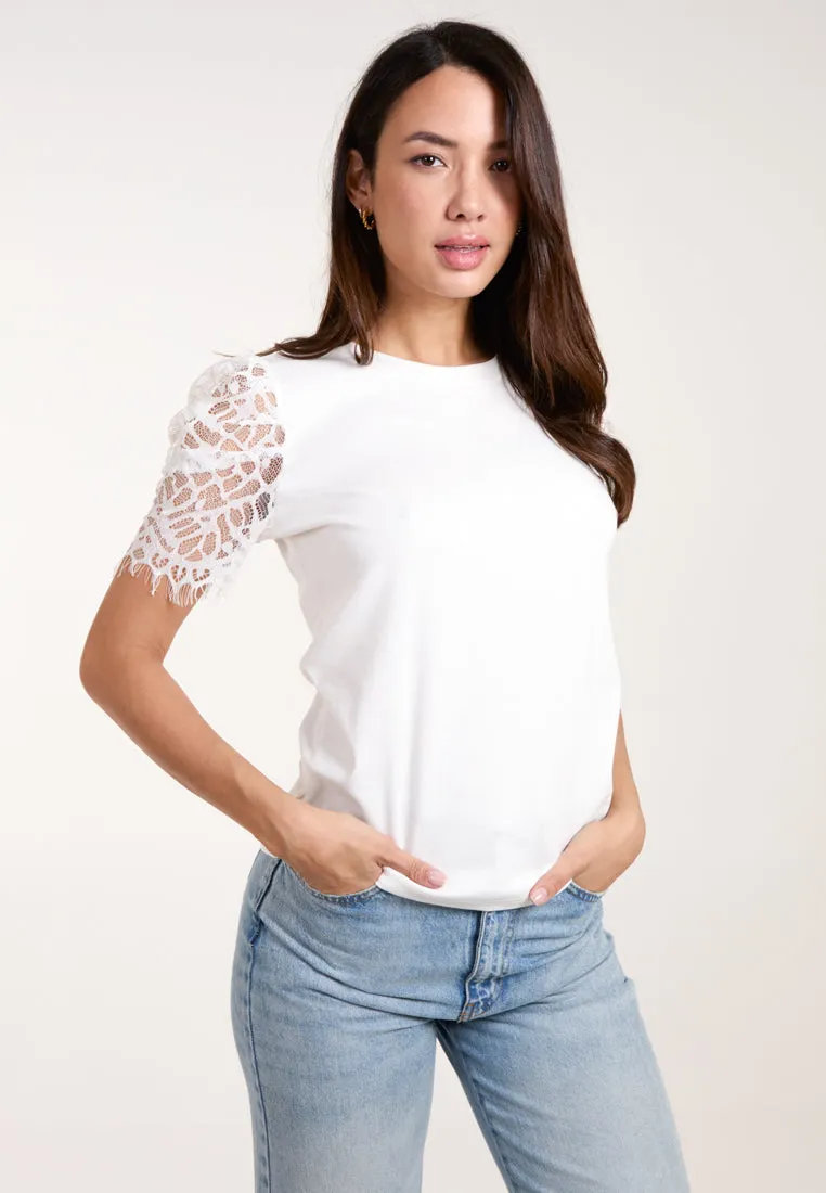 Lace Mesh Sleeve T-Shirt sold by Blue Vanilla