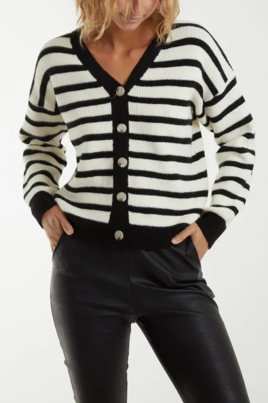 Stripe Print Button Up Cardi made by Blue Vanilla