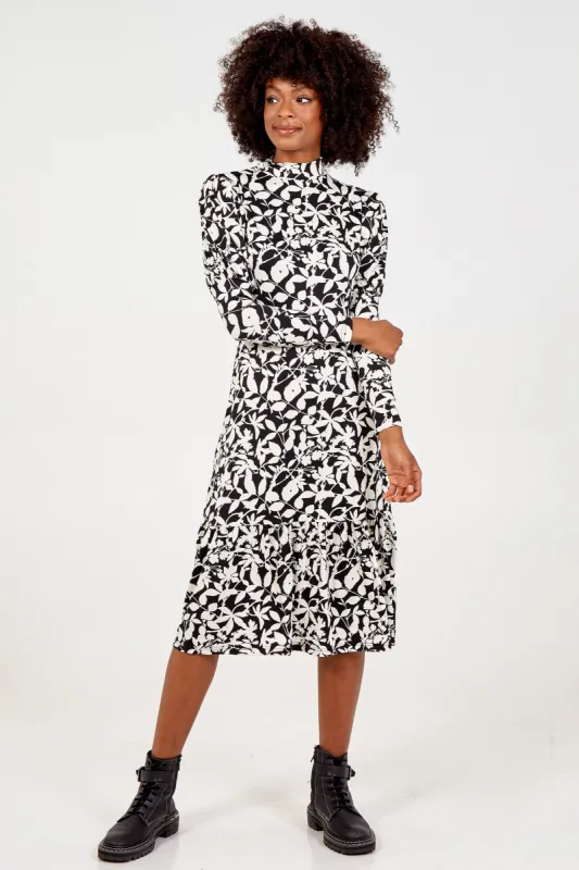 High Neck Mutton Sleeve Midi Dress sold by Blue Vanilla