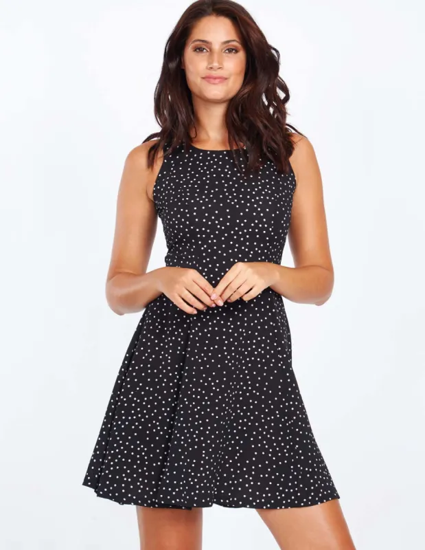 Sleeveless Polka Dot Fit & Flare Dress sold by Blue Vanilla