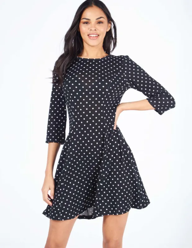 Fit And Flare Polka Dot Black Dress sold by Blue Vanilla