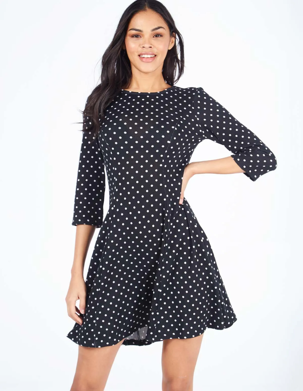 Fit And Flare Polka Dot Black Dress sold by Blue Vanilla