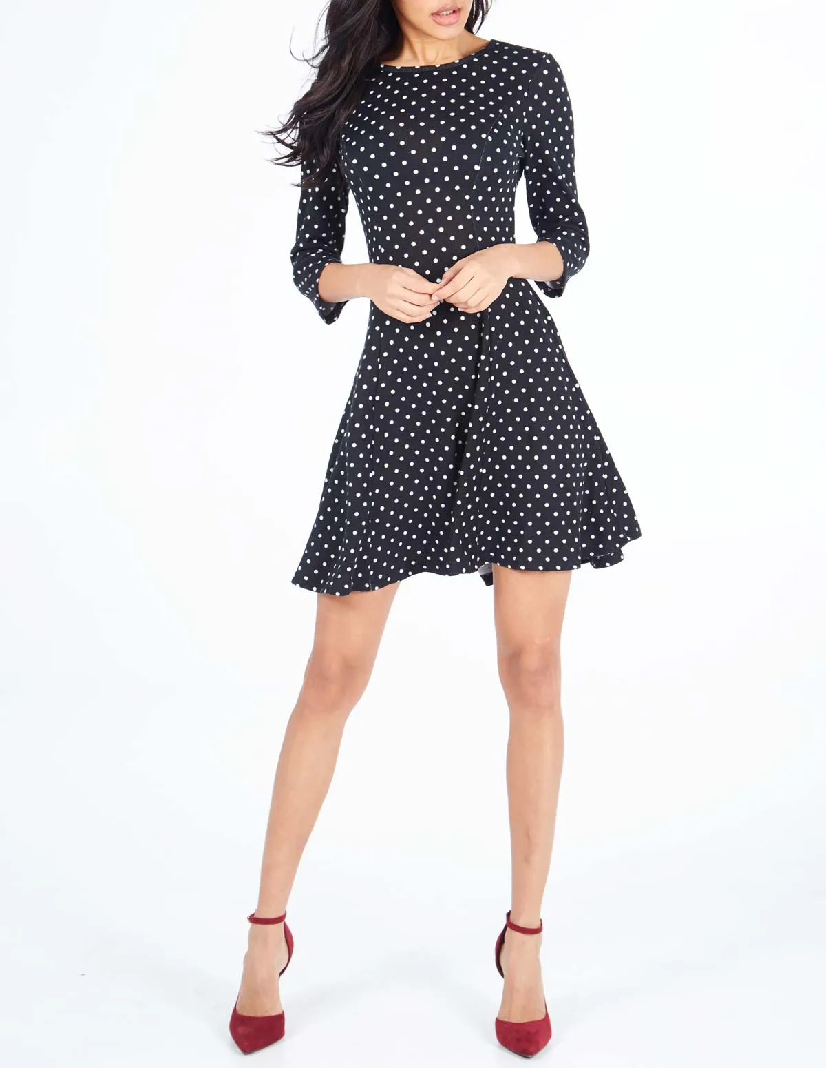 Fit And Flare Polka Dot Black Dress sold by Blue Vanilla product image thumbnail 3