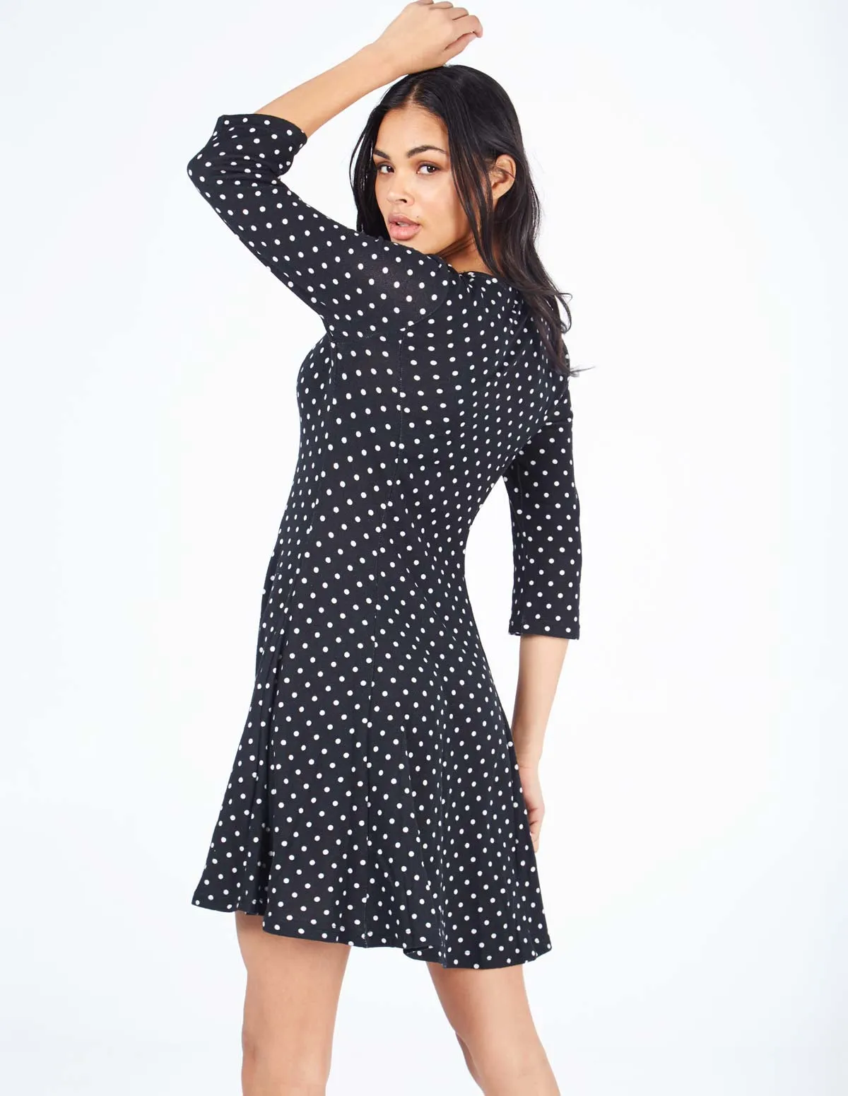 Fit And Flare Polka Dot Black Dress sold by Blue Vanilla product image thumbnail 5