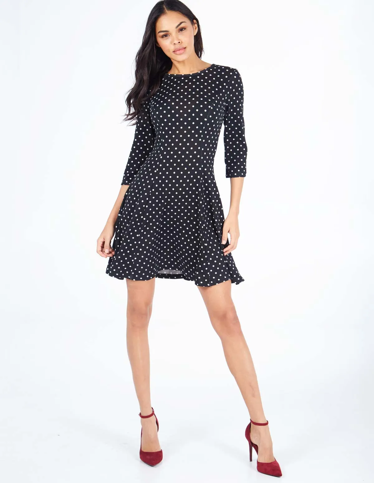 Fit And Flare Polka Dot Black Dress sold by Blue Vanilla product image thumbnail 2
