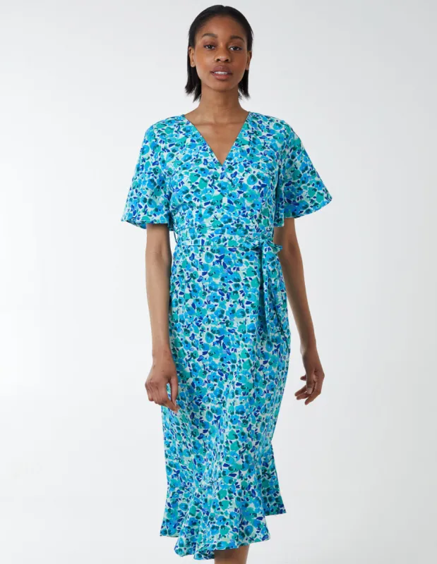 Angel Sleeve Asymmetric Maxi Dress made by Blue Vanilla