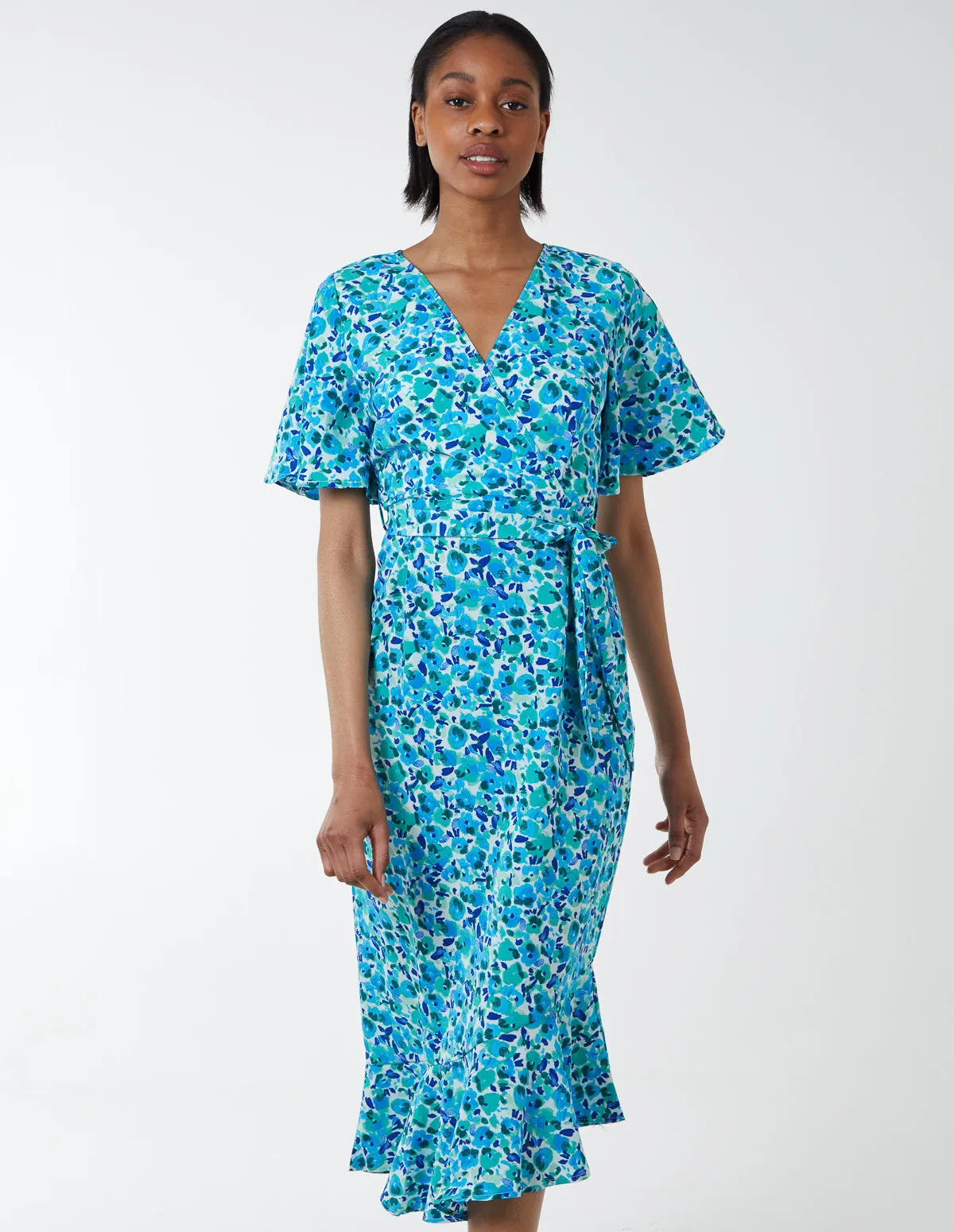 Angel Sleeve Asymmetric Maxi Dress sold by Blue Vanilla