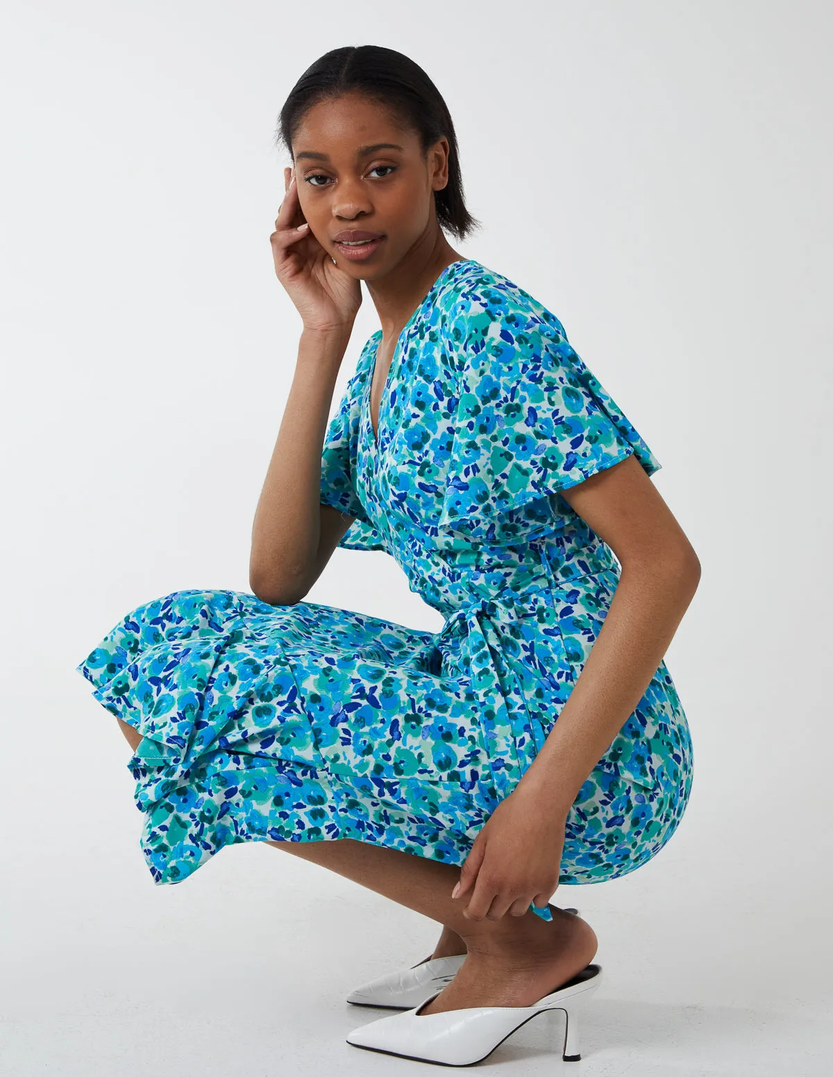 Angel Sleeve Asymmetric Maxi Dress sold by Blue Vanilla product image thumbnail 3