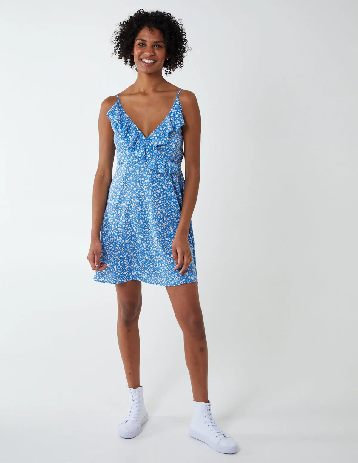 Ruffle Front Wrap Cami Mini Dress sold by Blue Vanilla product image thumbnail 3