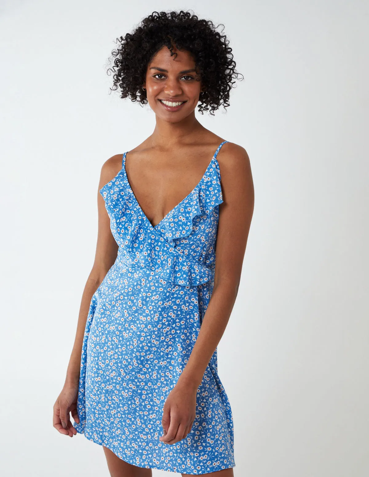Ruffle Front Wrap Cami Mini Dress sold by Blue Vanilla product image thumbnail 2