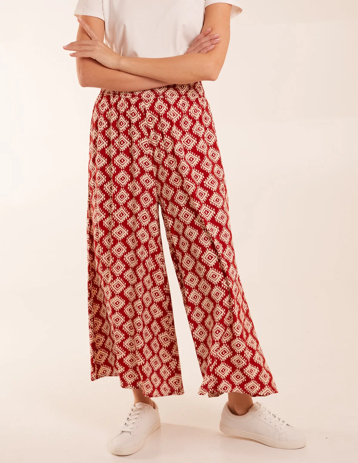 Shirred Waist Wide Leg Aztec Trousers sold by Blue Vanilla product image thumbnail 3