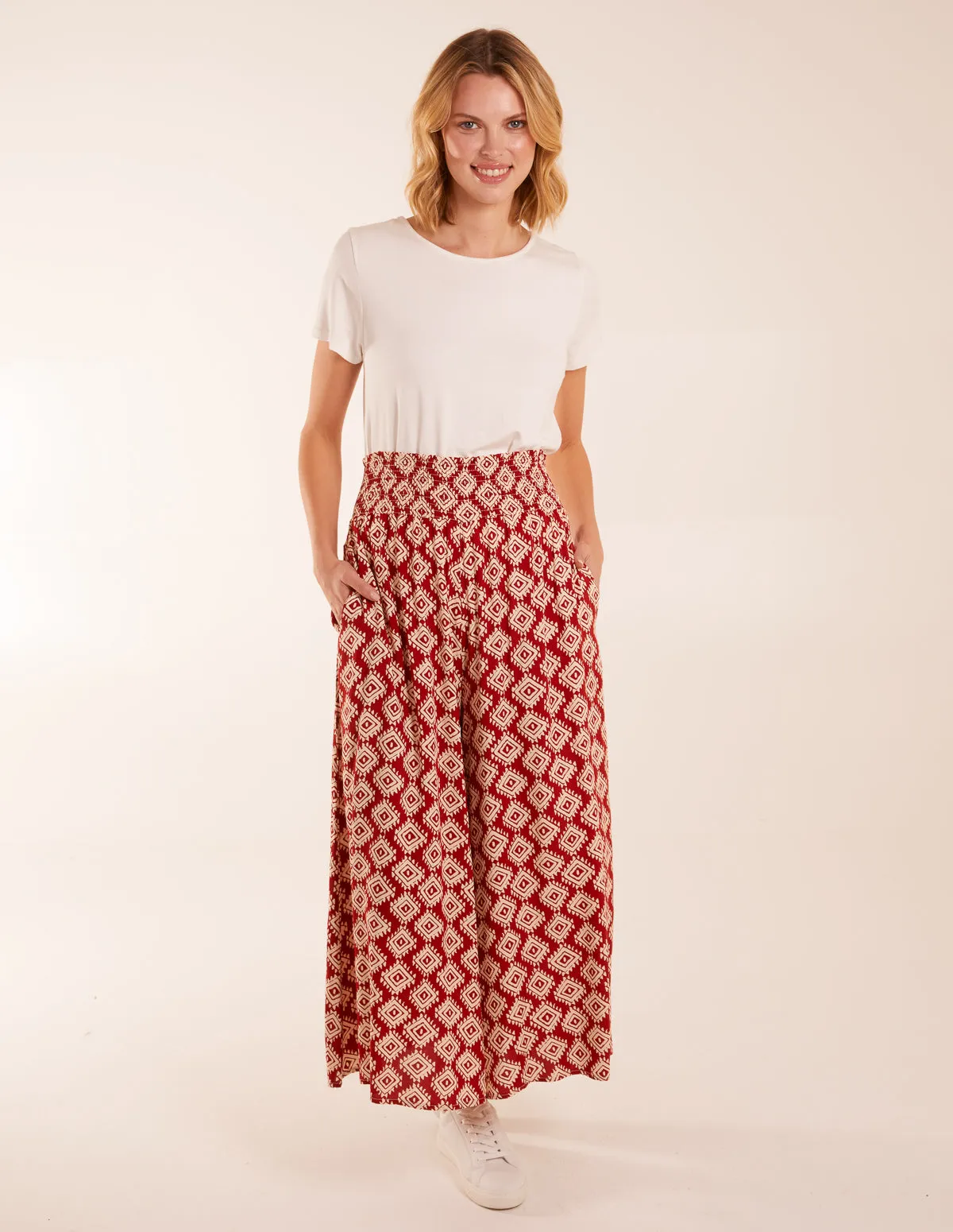 Shirred Waist Wide Leg Aztec Trousers sold by Blue Vanilla product image thumbnail 2