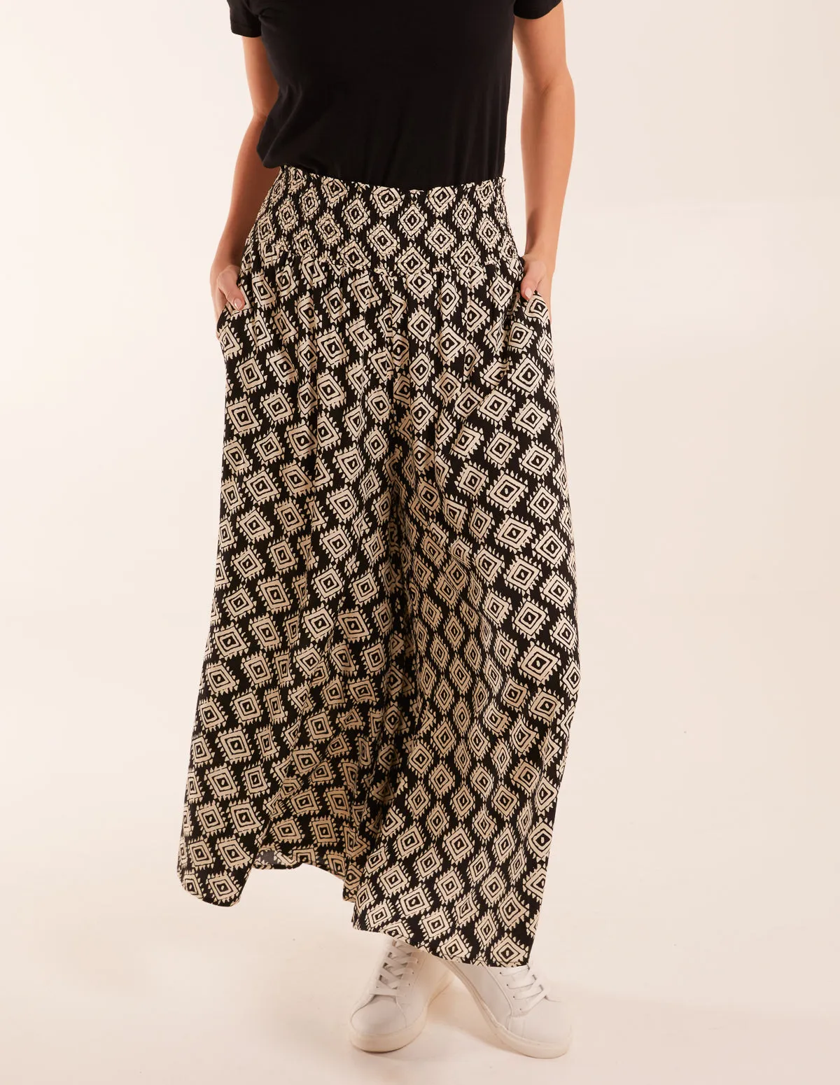 Shirred Waist Wide Leg Aztec Trousers sold by Blue Vanilla product image thumbnail 2