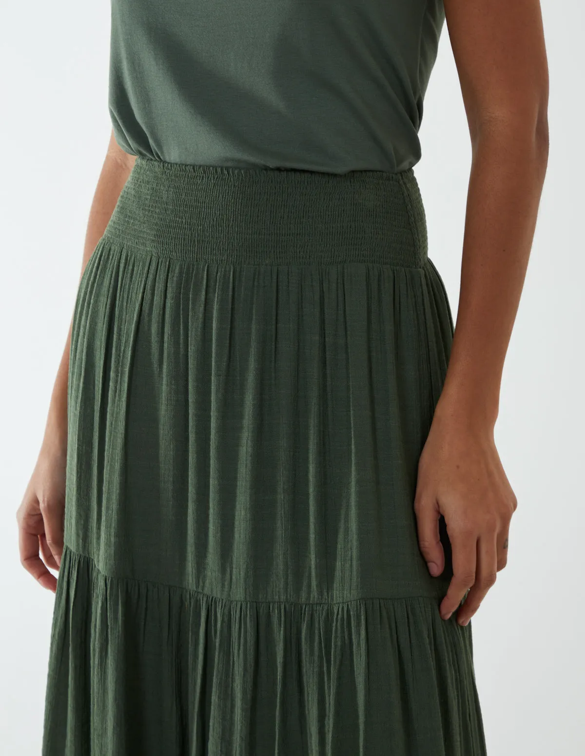 Shirring Waist Tiered Maxi Skirt sold by Blue Vanilla product image thumbnail 2