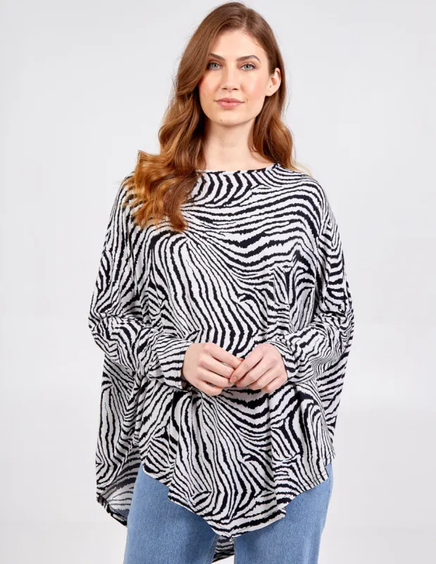 Zebra Print Oversized Top sold by Blue Vanilla