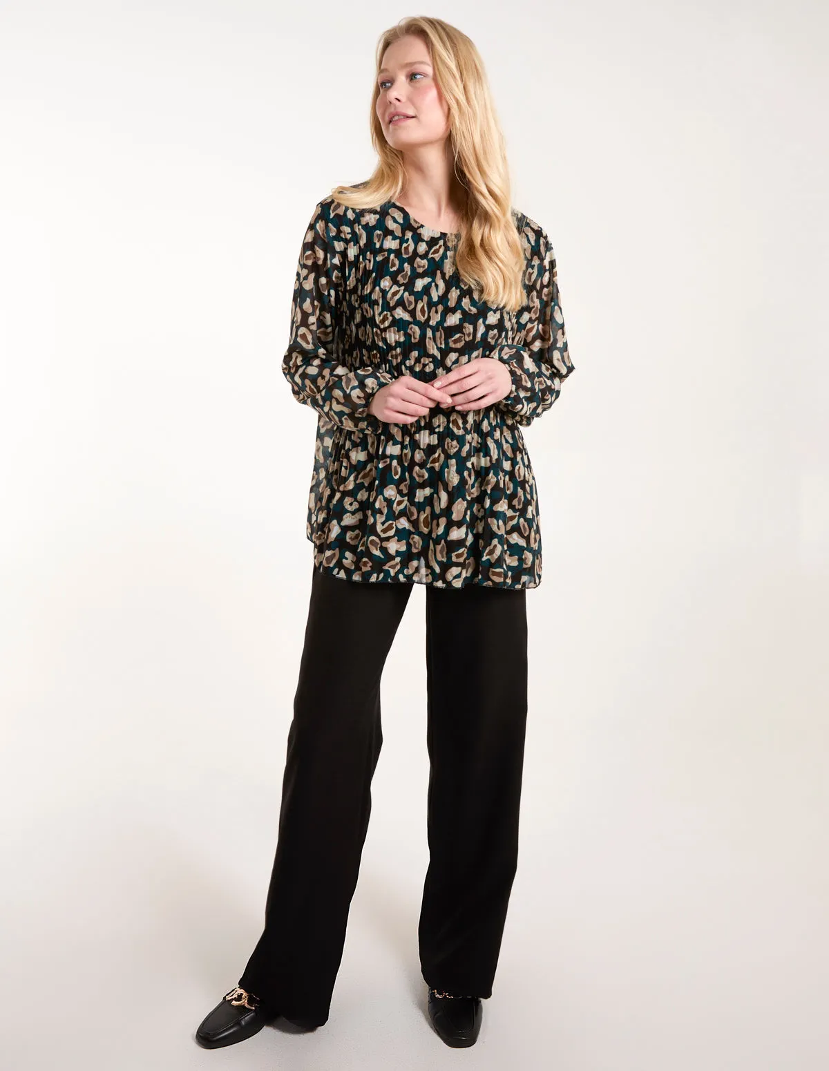 Leopard Pleated Blouse sold by Blue Vanilla product image thumbnail 3