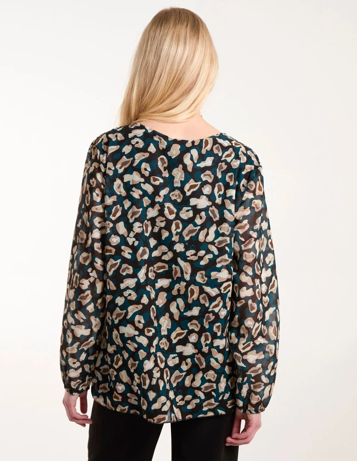 Leopard Pleated Blouse sold by Blue Vanilla product image thumbnail 4