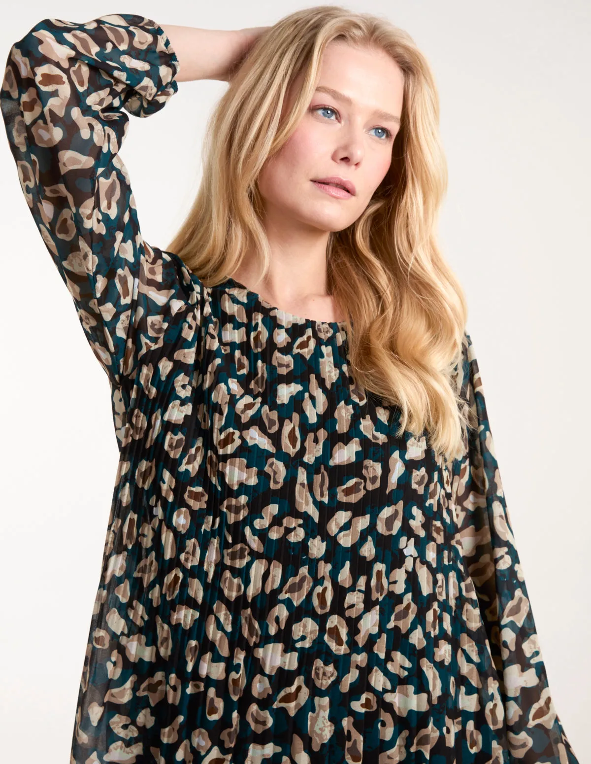 Leopard Pleated Blouse sold by Blue Vanilla