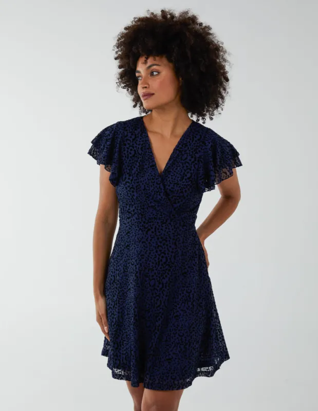 Leopard Velvet on Mesh Dress made by Blue Vanilla