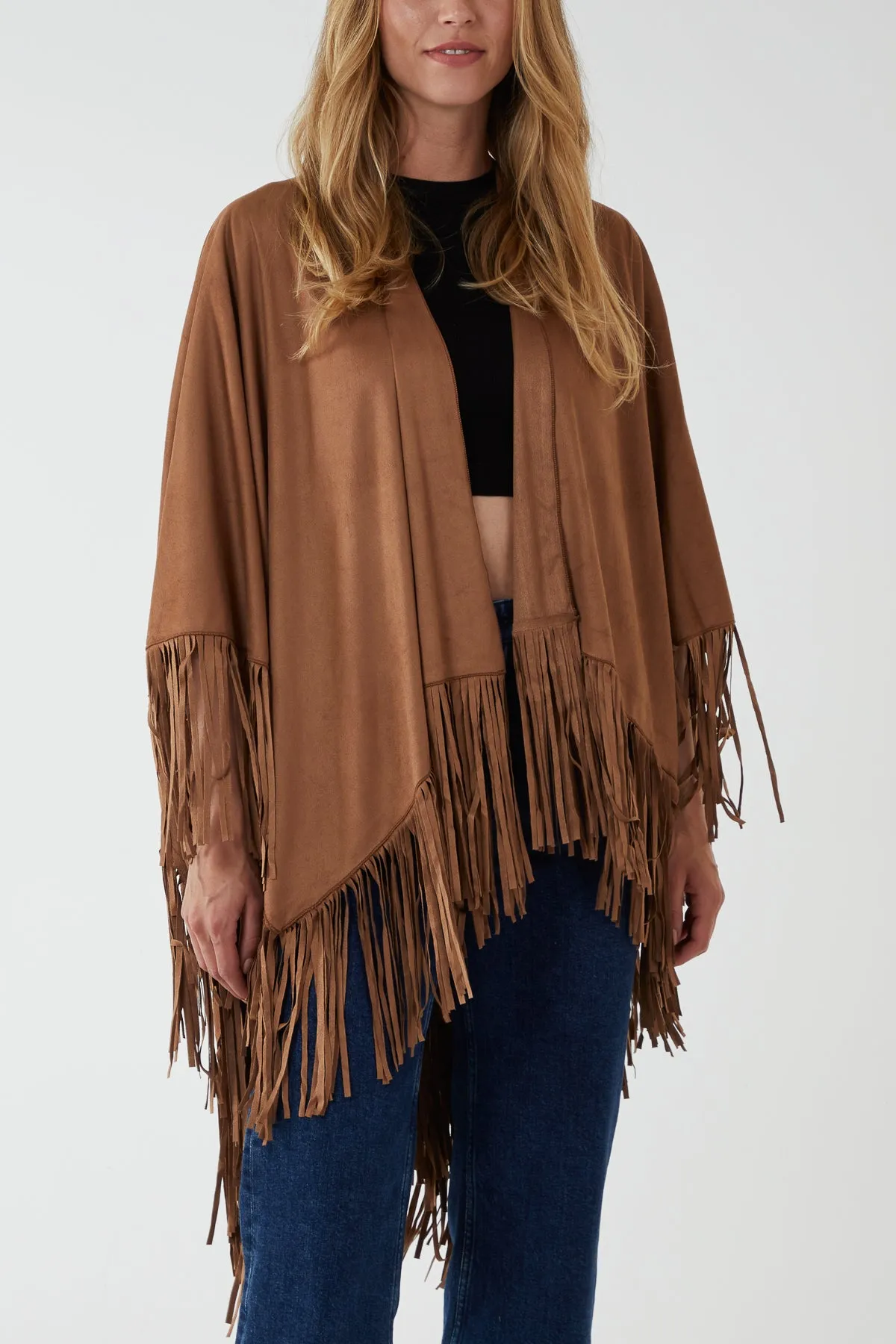 Suedette Fringe Cape sold by Blue Vanilla