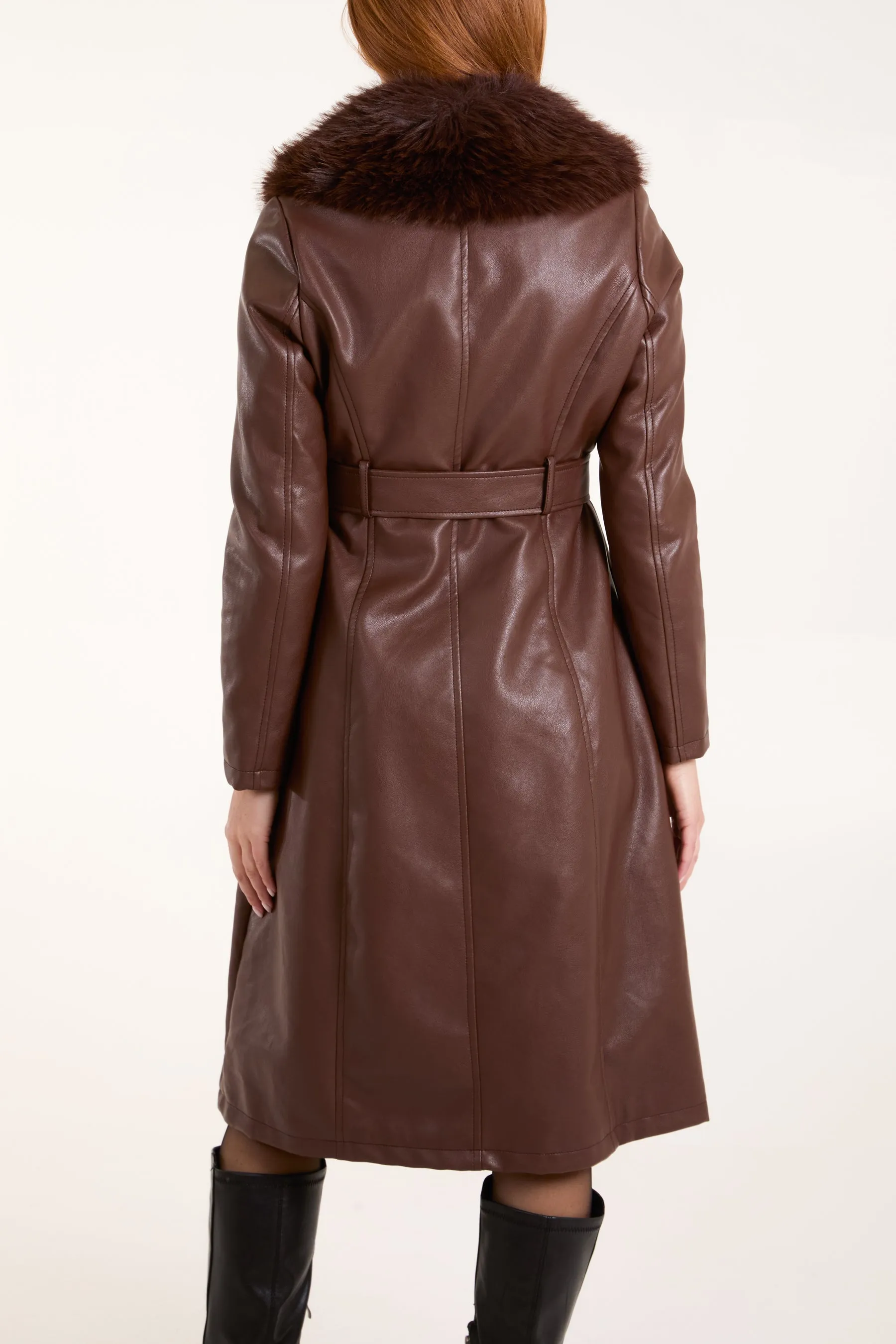 Faux Fur PU Longline Coat sold by Blue Vanilla product image thumbnail 4